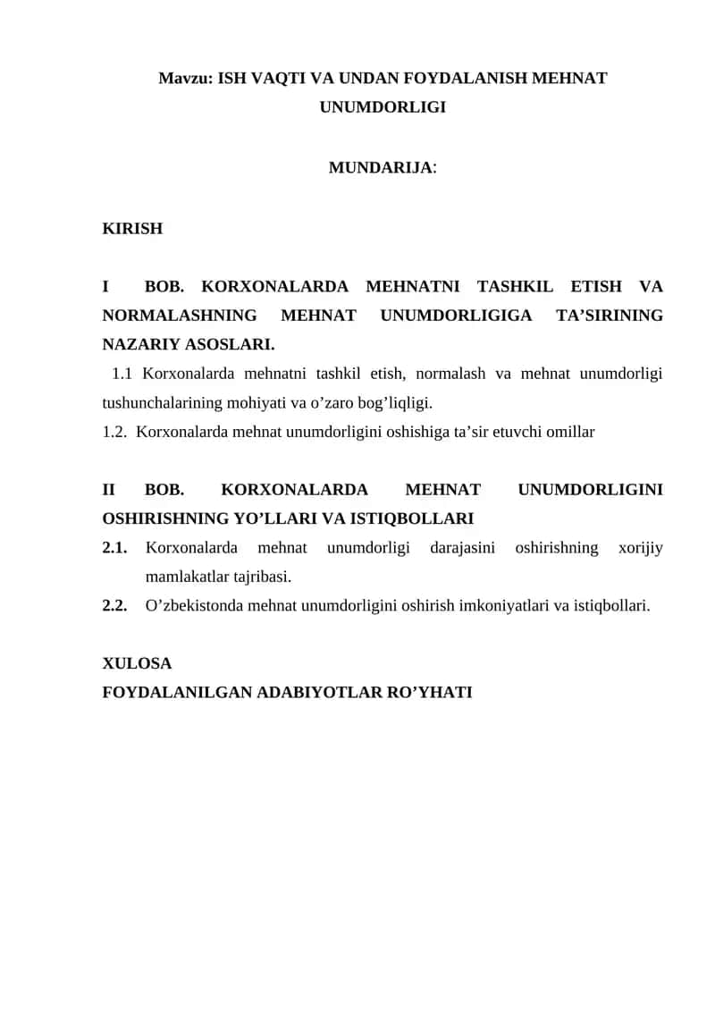 Kurs ishi mavzusining dolzarbligi. 1