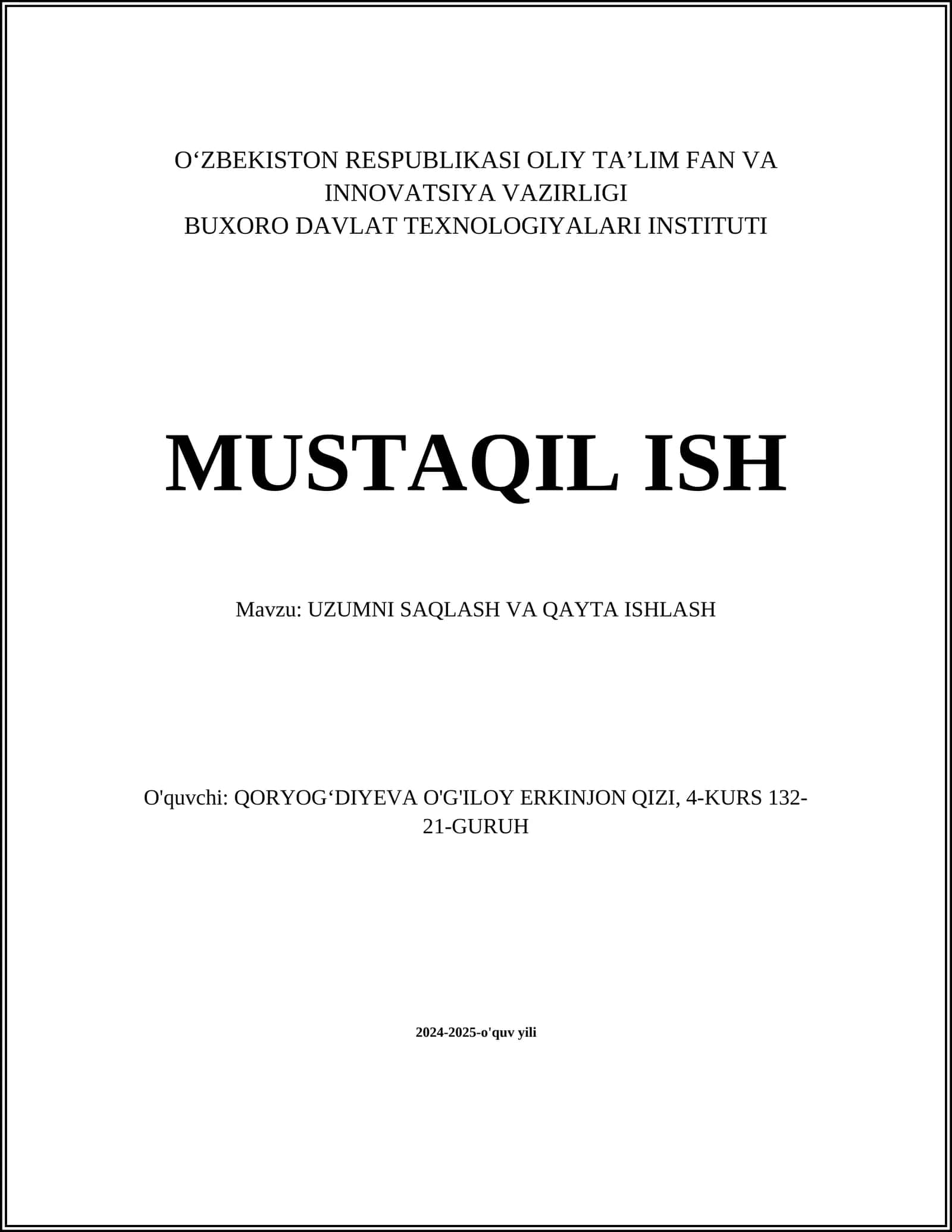 UZUMNI SAQLASH VA QAYTA ISHLASH 1