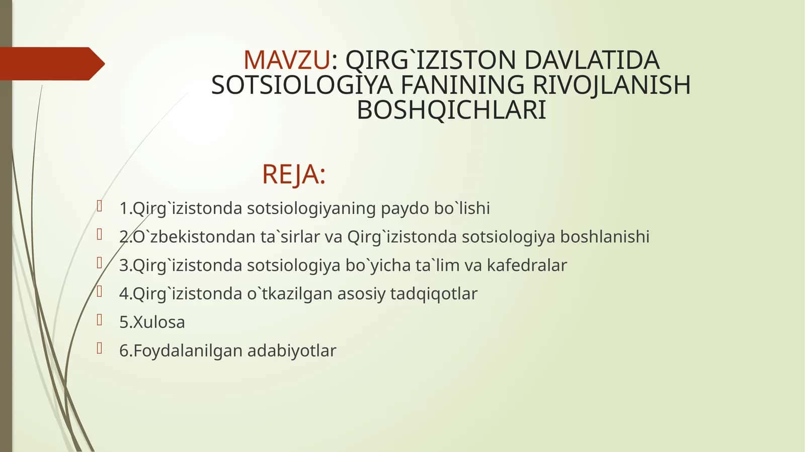 QIRG`IZISTON DAVLATIDA SOTSIOLOGIYA FANINING RIVOJLANISH BOSHQICHLARI 1