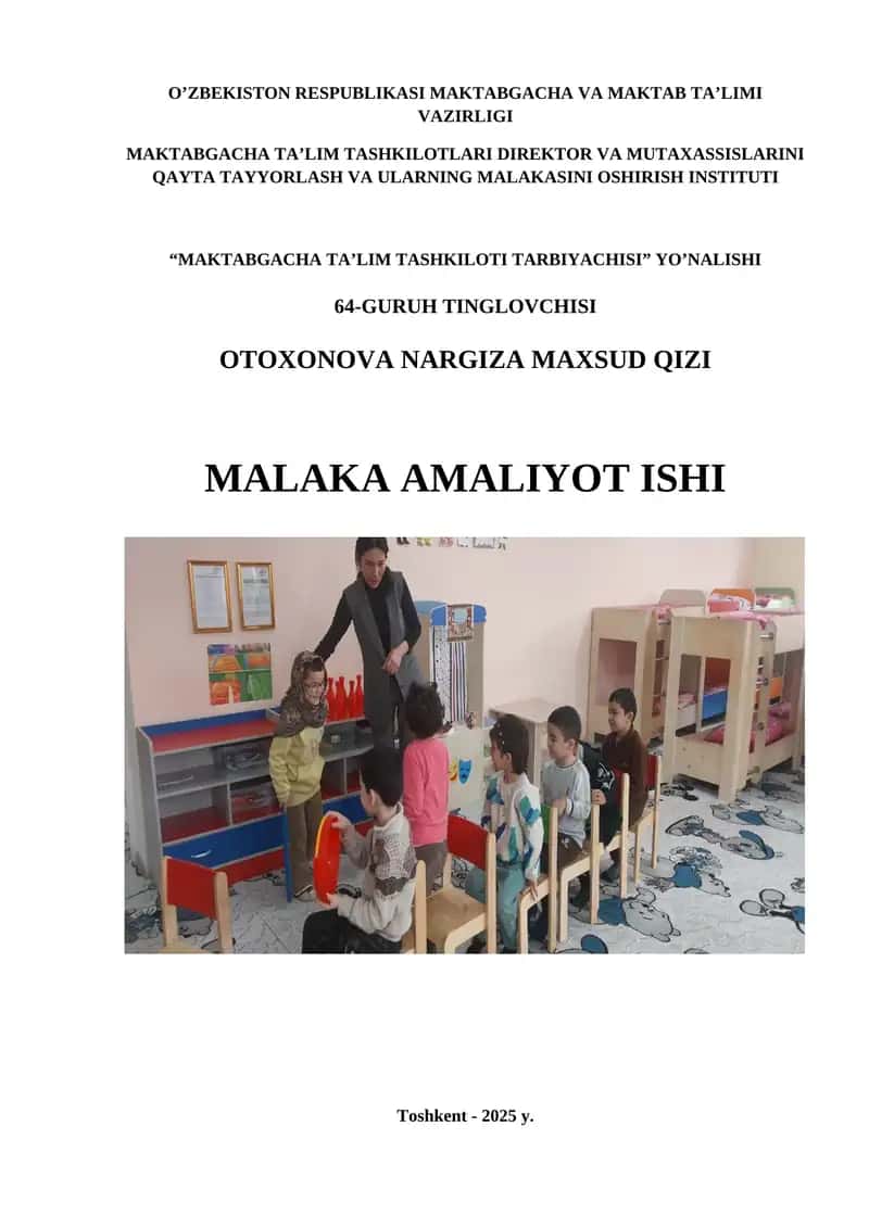 O’zbekiston Respublikasi maktabgacha ta’lim tizimi 1