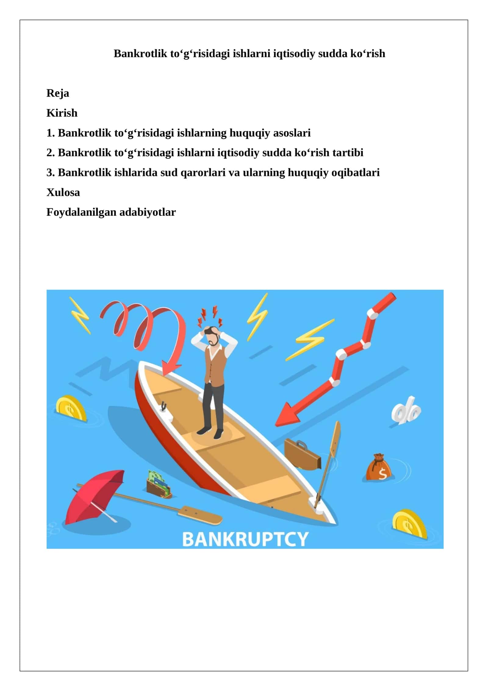 Bankrotlik to‘g‘risidagi ishlarni iqtisodiy sudda ko‘rish 1