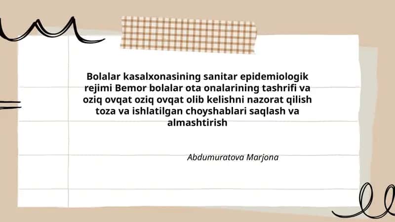 Bolalar kasalxonasining sanitar epidemiologik rejimi 1