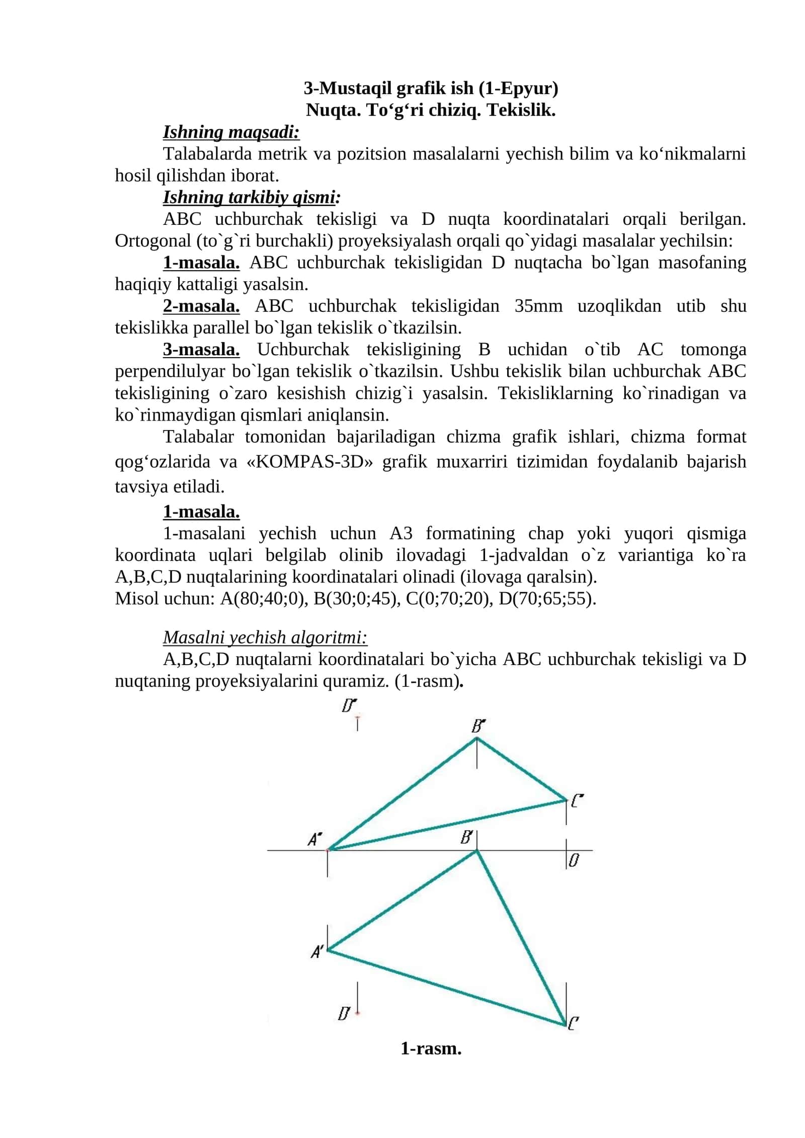 3-Mustaqil grafik ish (1-Epyur) 1
