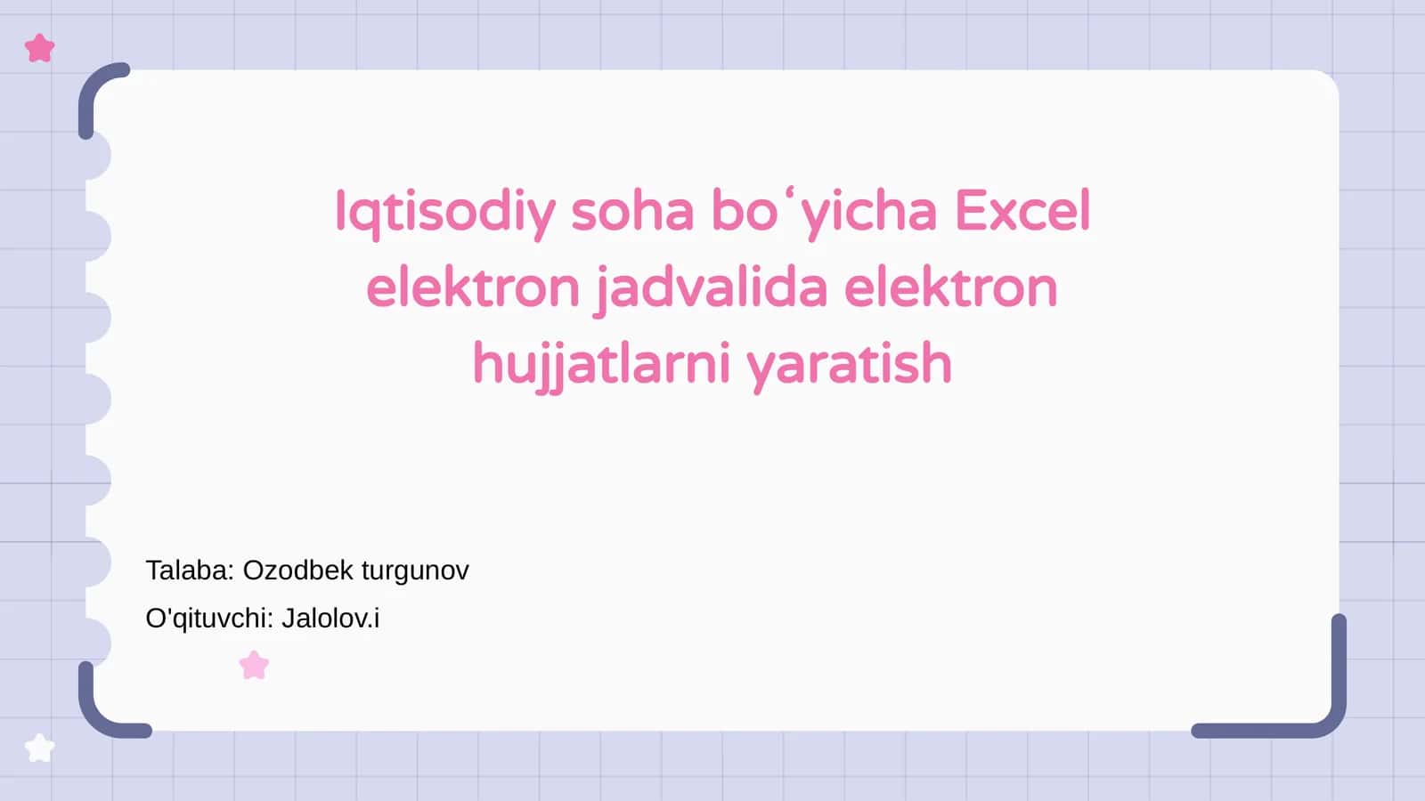 Iqtisodiy soha boʻyicha Excel asoslari 1