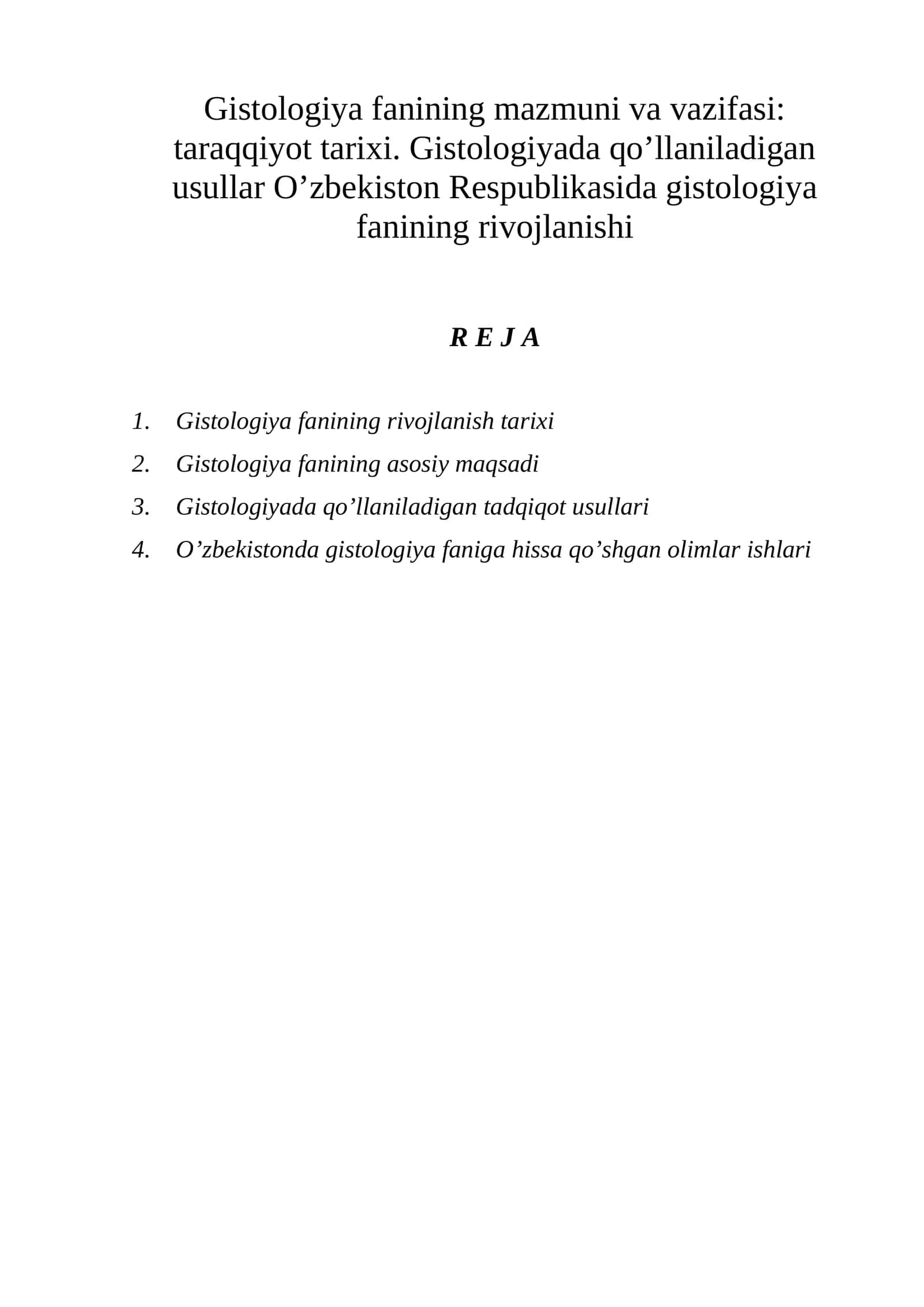 Gistologiya fanining mazmuni va vazifasi 1