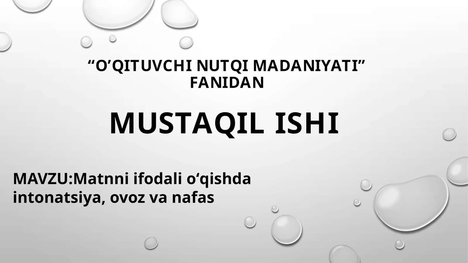 O’QITUVCHI NUTQI MADANIYATI FANIDAN 1