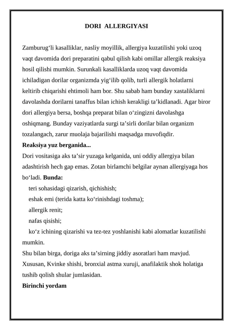 DORI ALLERGIYASI 1