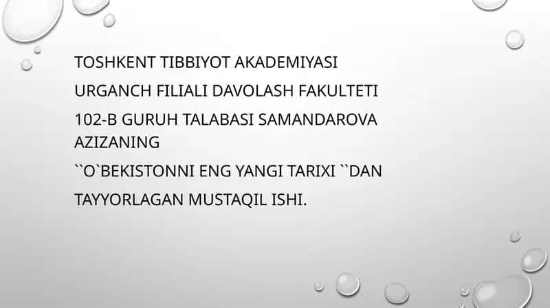 "O`BEKISTONNI ENG YANGI TARIXI" 1
