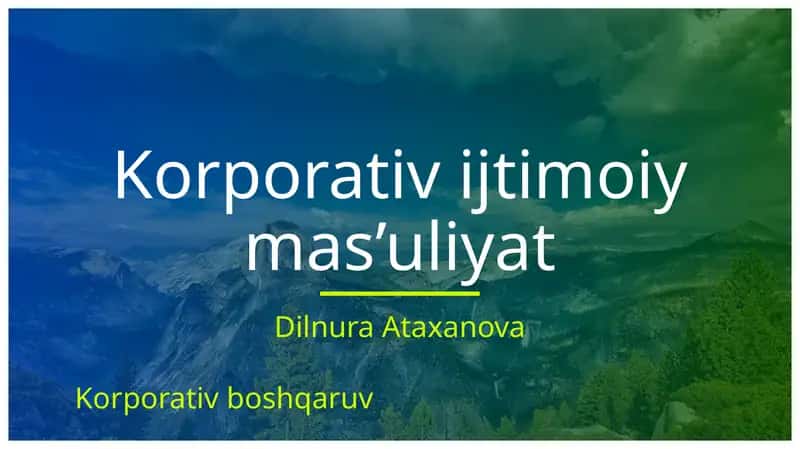 Korporativ ijtimoiy mas'uliyat 1