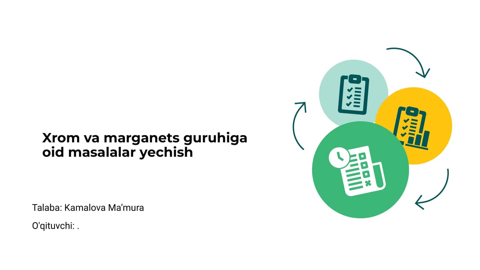 Xrom va marganets guruhiga oid masalalar yechish 1