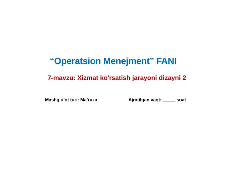 Operatsion Menejment 1