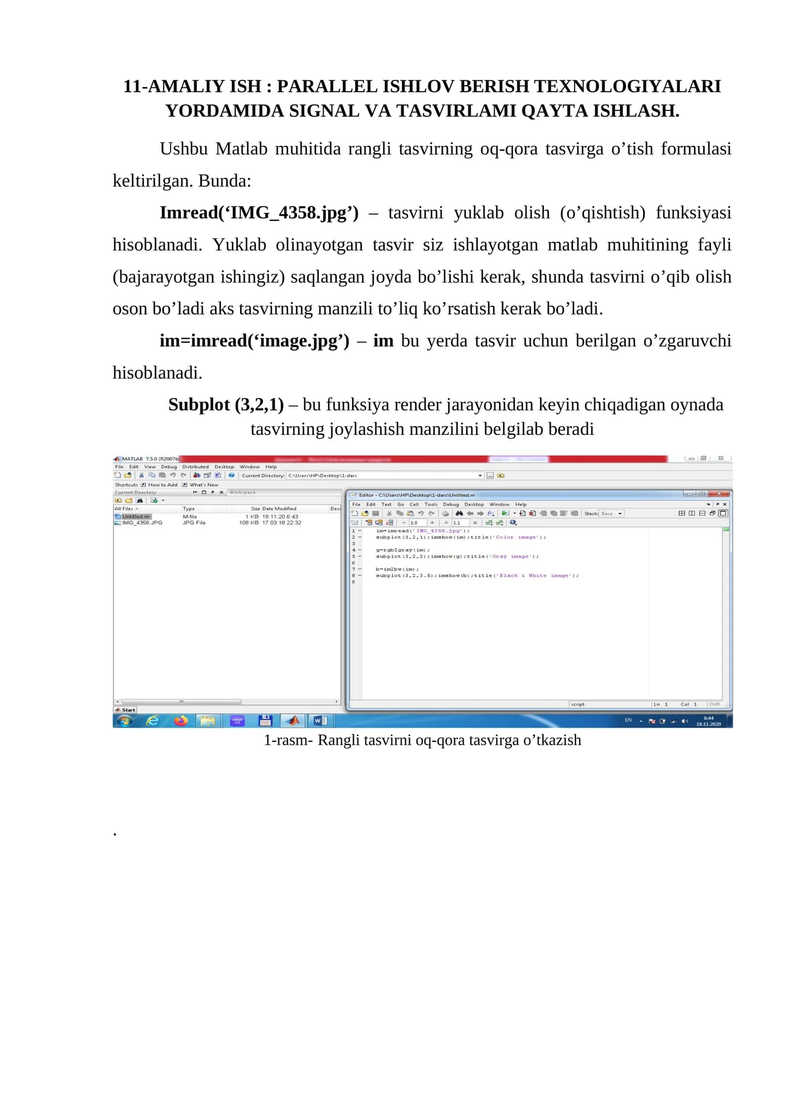 PARALLEL ISHLOV BERISH TEXNOLOGIYALARI YORDAMIDA SIGNAL VA TASVIRLAMI QAYTA ISHLASH 1