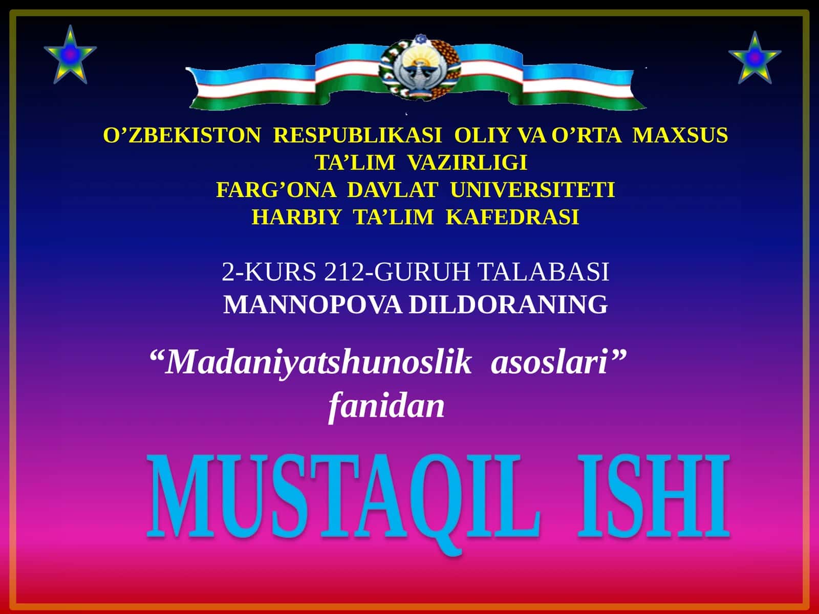 Madaniyatshunoslik asoslari 1