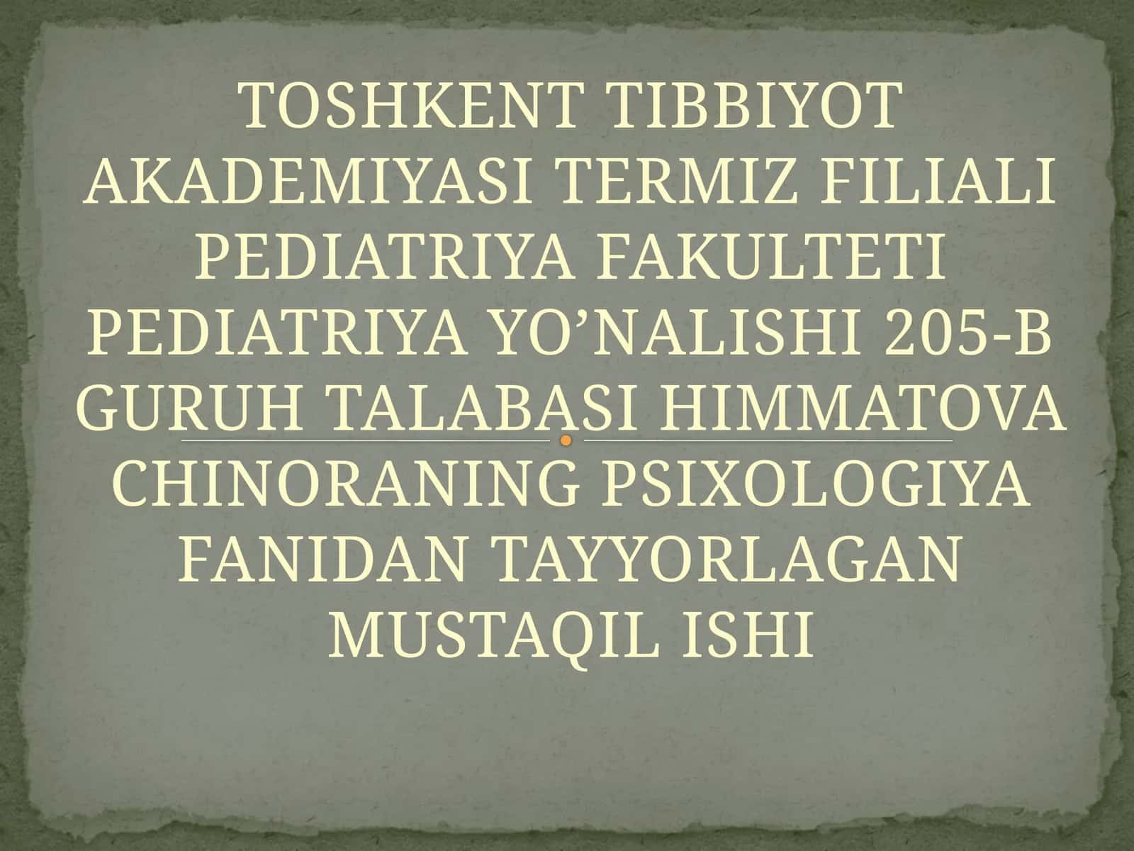 Chinoraning psixologiya fanidan mustaqil ishi 1