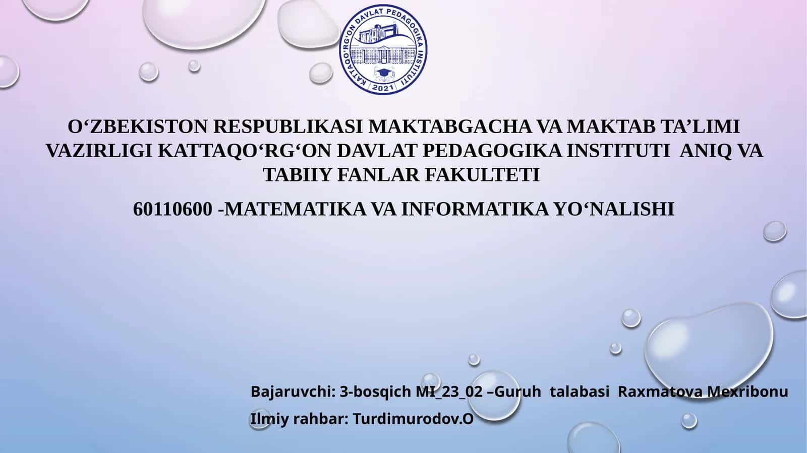 Egri chiziqli integrallar va ularning fizik (mexanik) masalalarni yechishga qo‘llanilishi 1