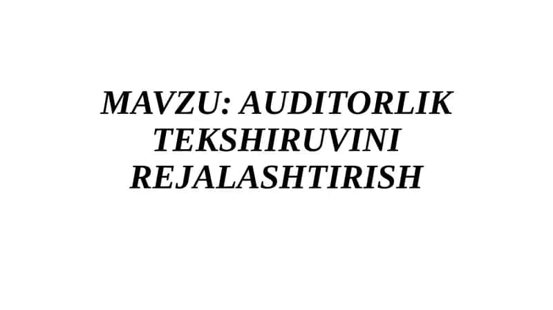 AUDITORLIK TEKSHIRUVINI REJALASHTIRISH 1