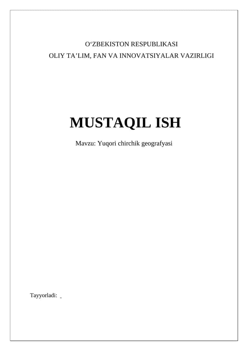 Yuqori chirchik geografyasi 1