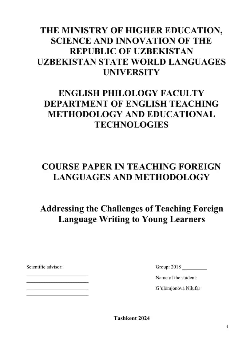 Addressing the Challenges of Teaching Foreign Language Writing to Young Learners 1