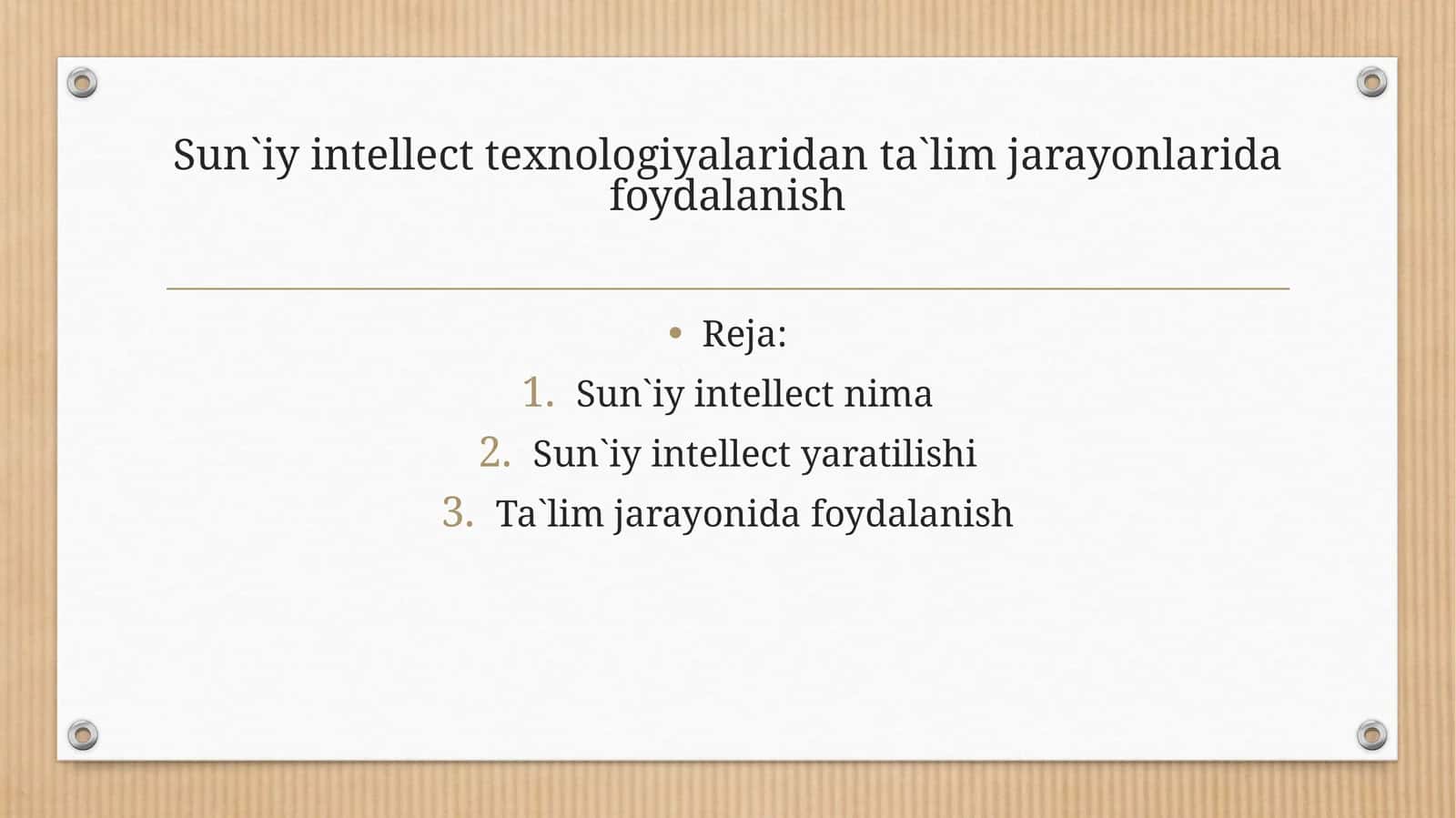 Sun`iy intellect texnologiyalaridan ta`lim jarayonlarida foydalanish 1