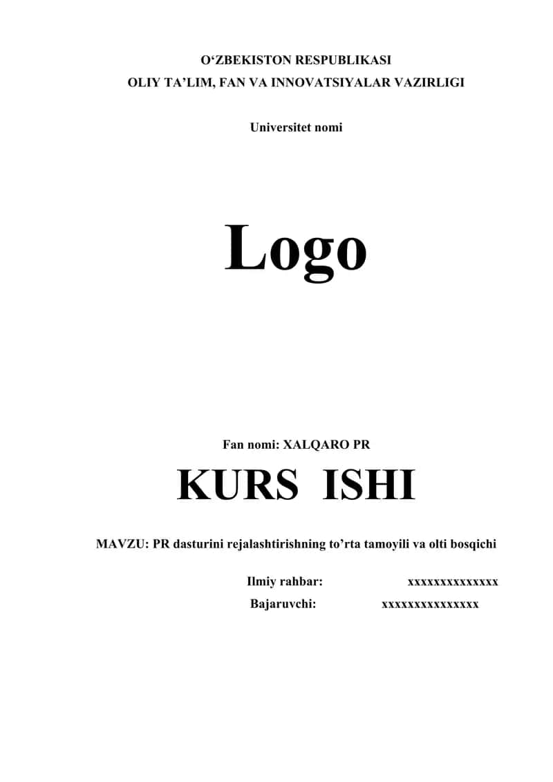 XALQARO PR KURS ISHI 1