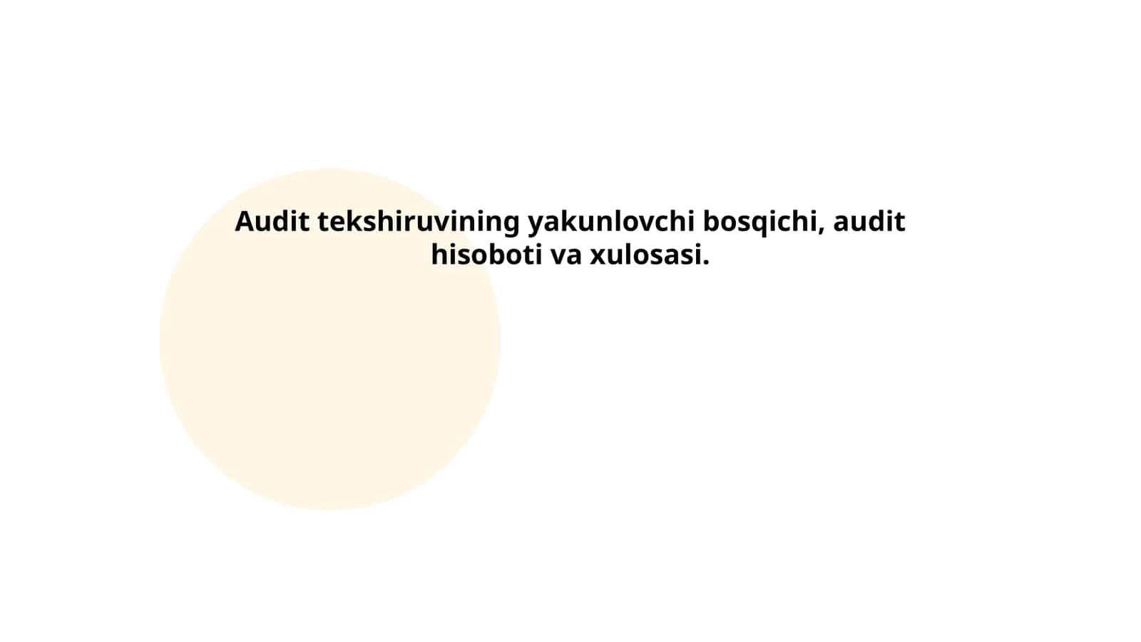 Audit tekshiruvining yakunlovchi bosqichi, audit hisoboti va xulosasi 1