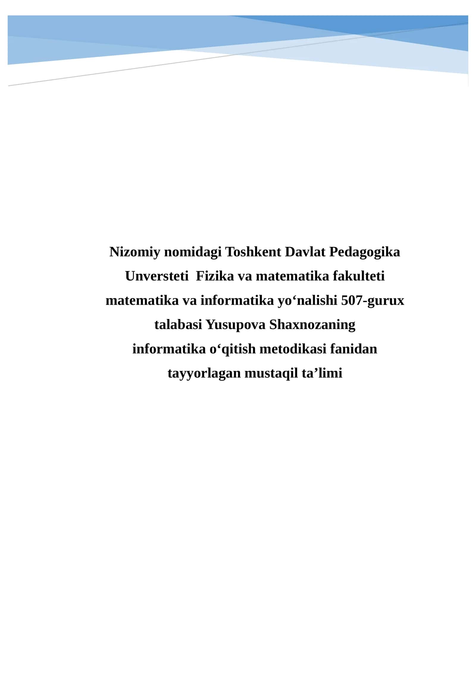 Informatika va Axborot Texnologiyalari O'qitish Metodikasi 1