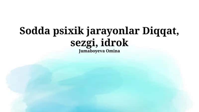 Sodda psixik jarayonlar Diqqat, sezgi, idrok 1