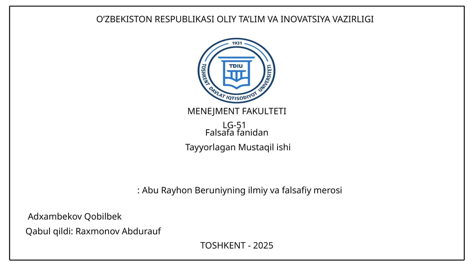Abu Rayhon Beruniyning ilmiy va falsafiy merosi 1