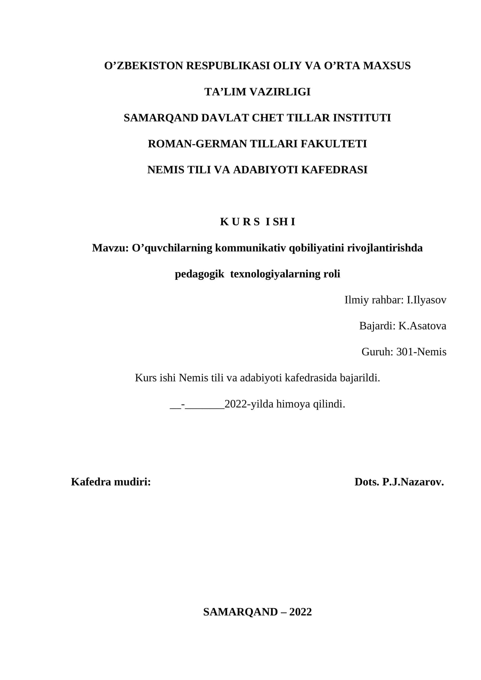 Kurs ishi Nemis tili va adabiyoti kafedrasida 1