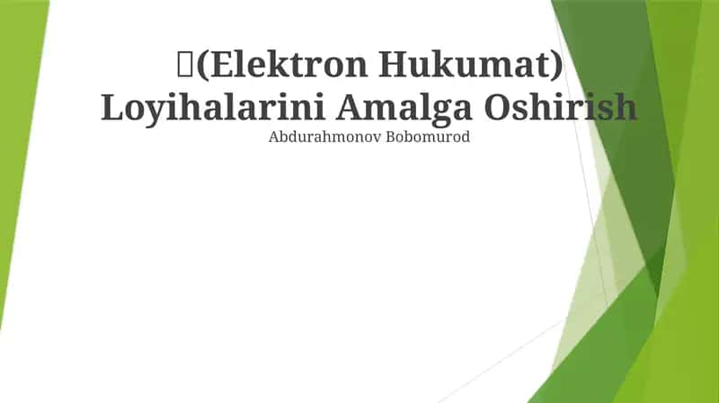 Elektron Hukumat Loyihalarini Amalga Oshirish 1
