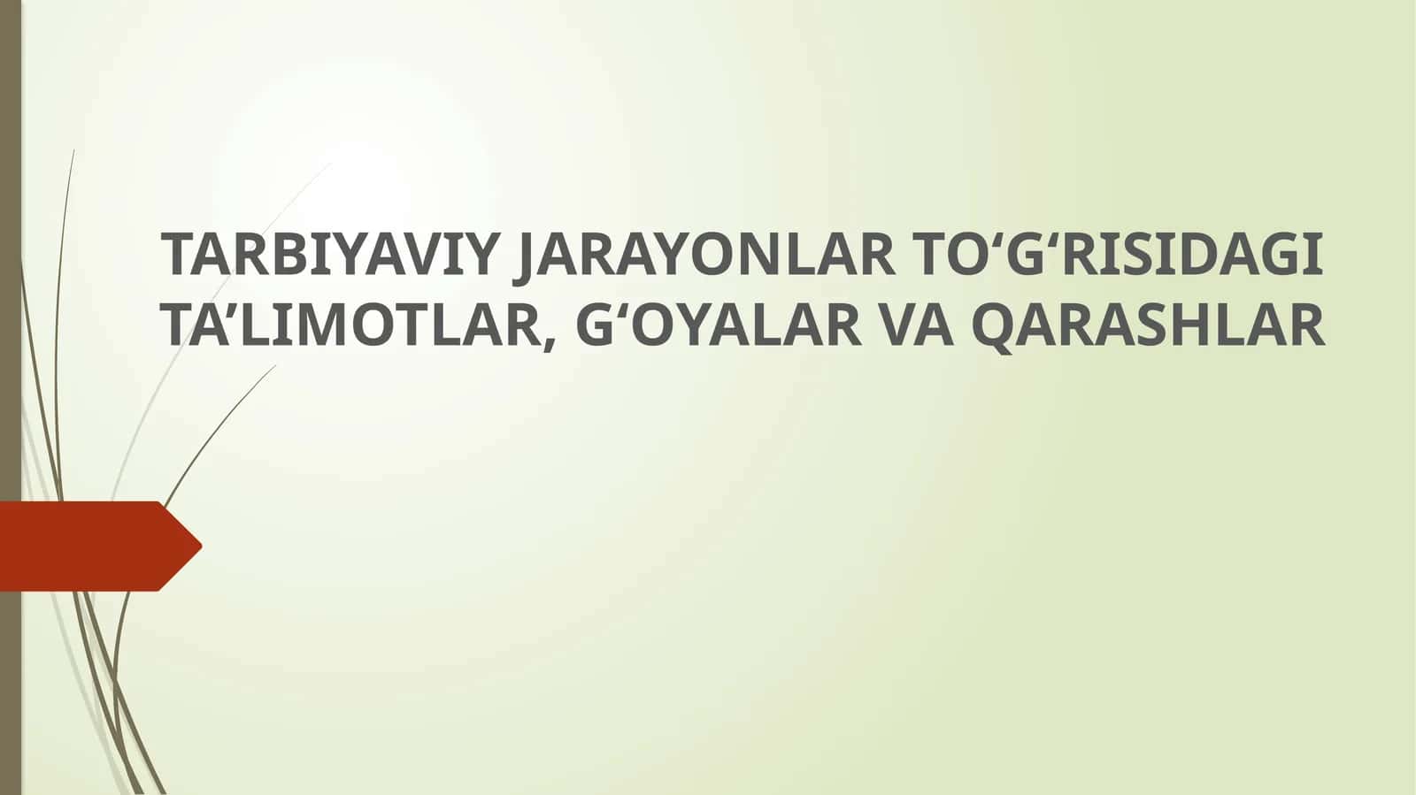 TARBIYAVIY JARAYONLAR TO‘G‘RISIDAGI TA’LIMOTLAR, G‘OYALAR VA QARASHLAR 1