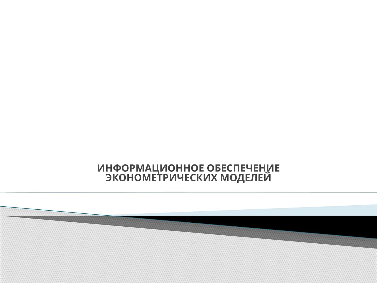 ИНФОРМАЦИОННОЕ ОБЕСПЕЧЕНИЕ ЭКОНОМЕТРИЧЕСКИХ МОДЕЛЕЙ 1