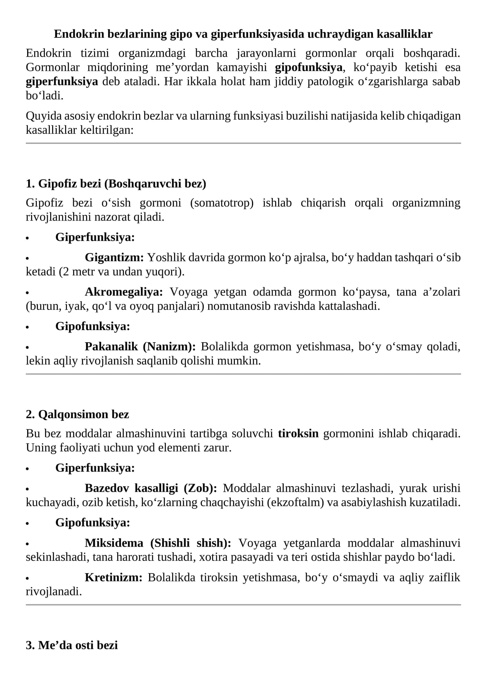 Endokrin bezlarining gipo va giperfunksiyasida uchraydigan kasalliklar 1