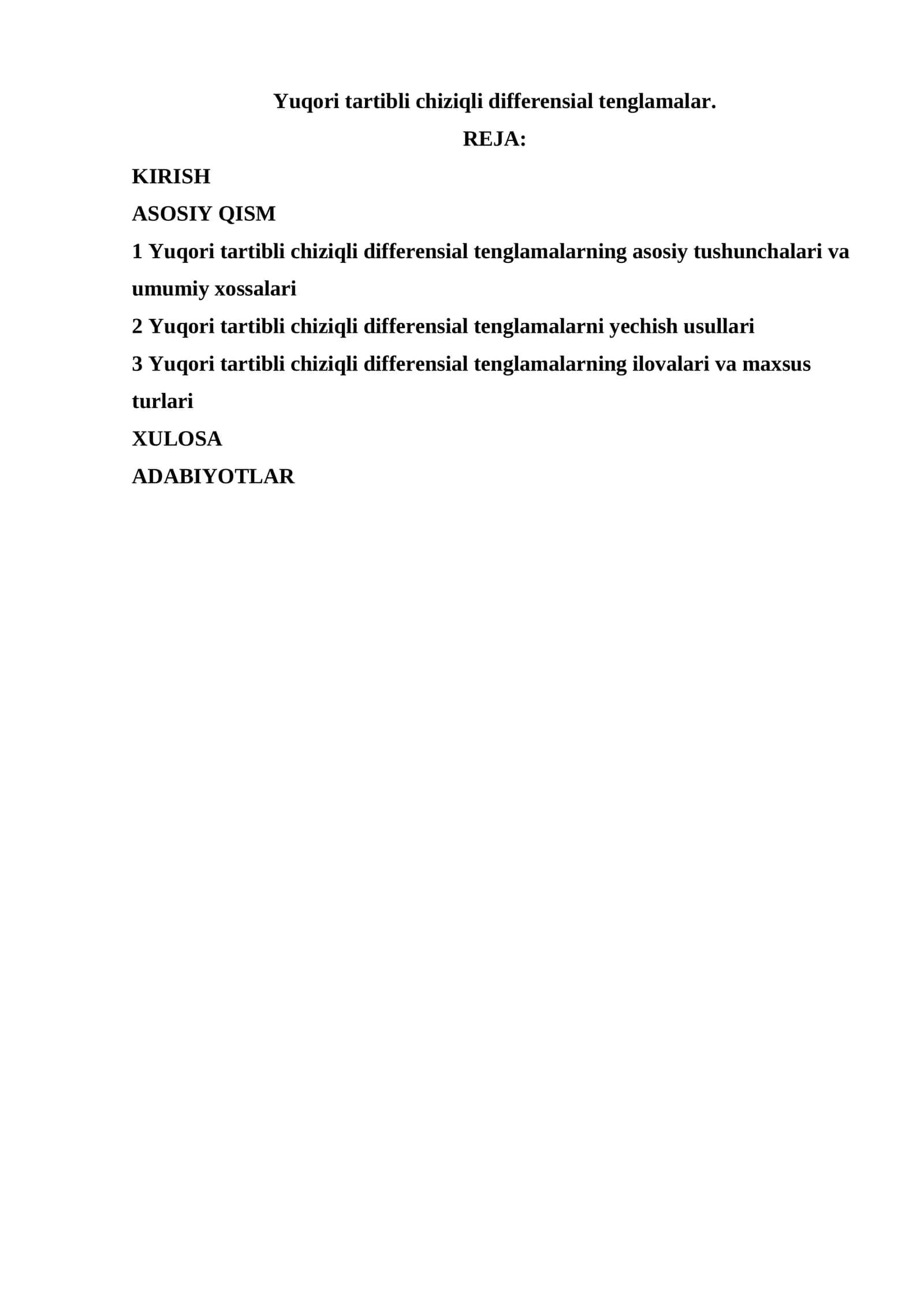 Yuqori tartibli chiziqli differensial tenglamalar 1