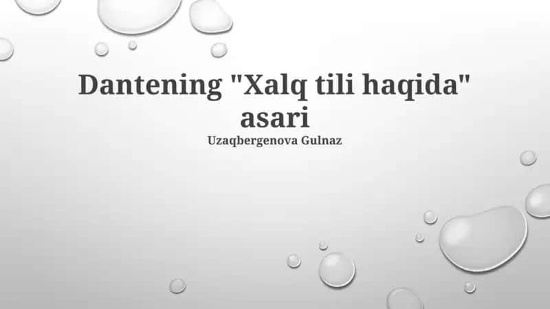 Dantening "Xalq tili haqida" asari 1