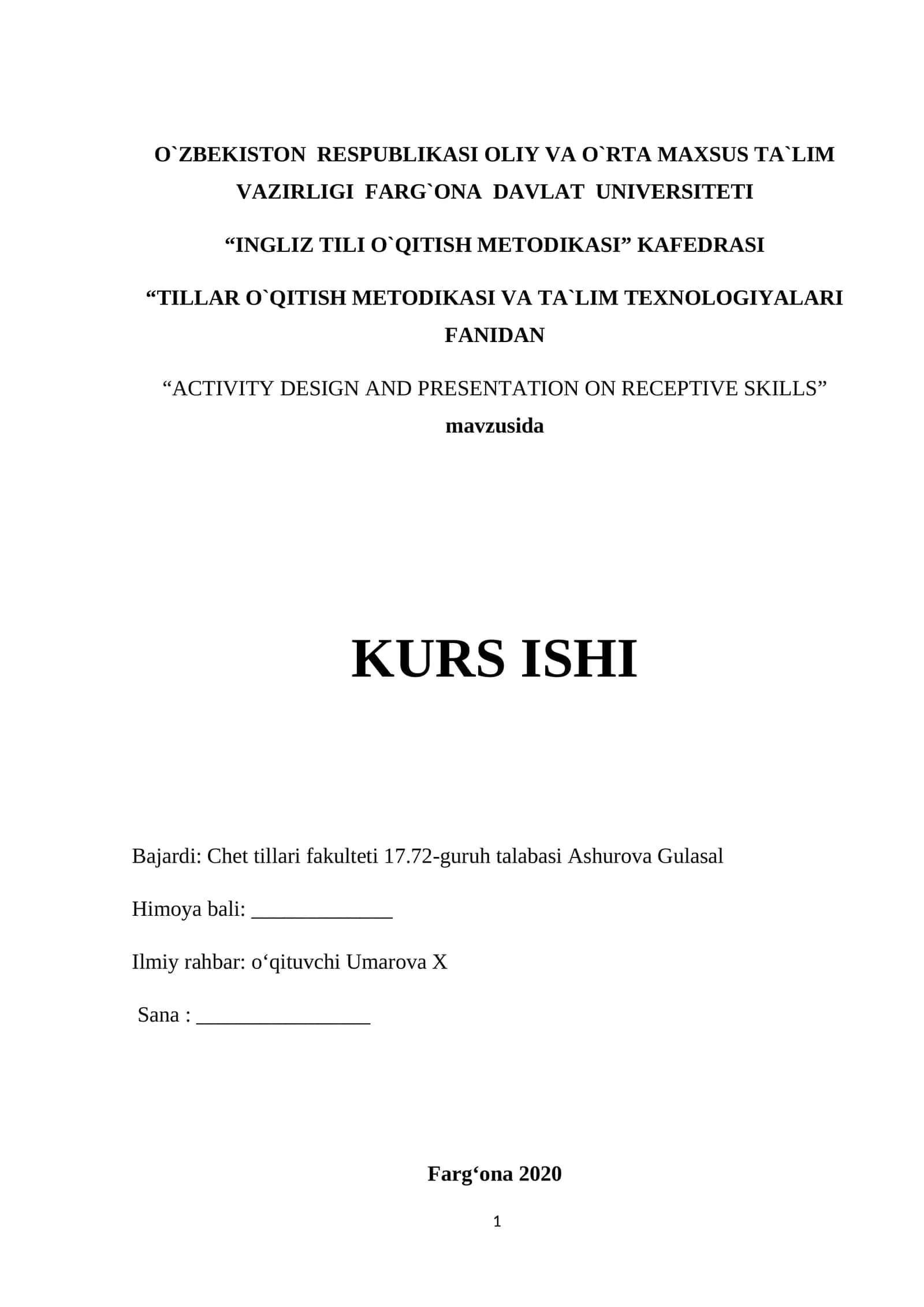 ACTIVITY DESIGN AND PRESENTATION ON RECEPTIVE SKILLS 1