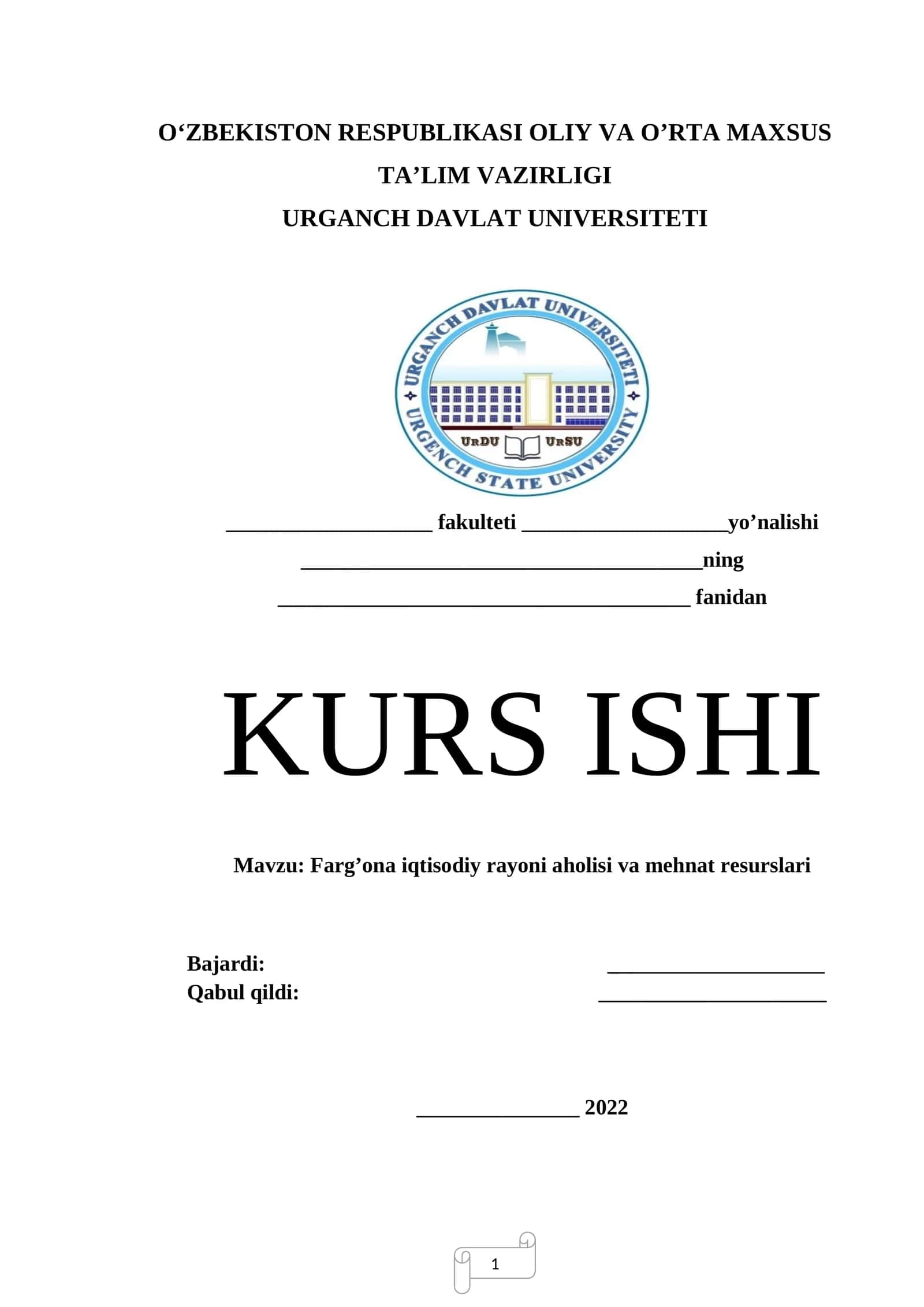 Farg’ona iqtisodiy rayoni aholisi va mehnat resurslari 1