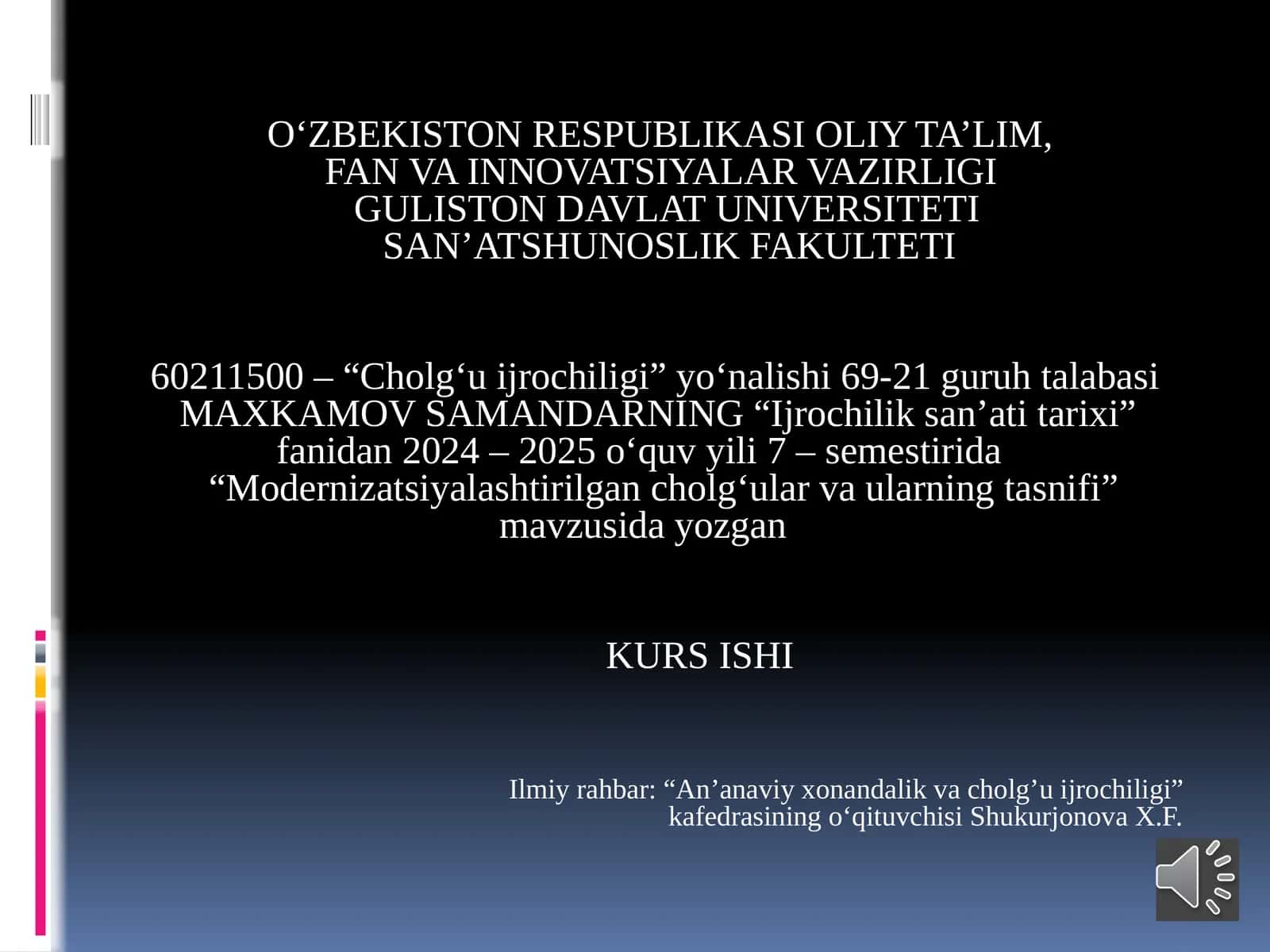 "Modernizatsiyalashtirilgan cholg‘ular va ularning tasnifi" 1