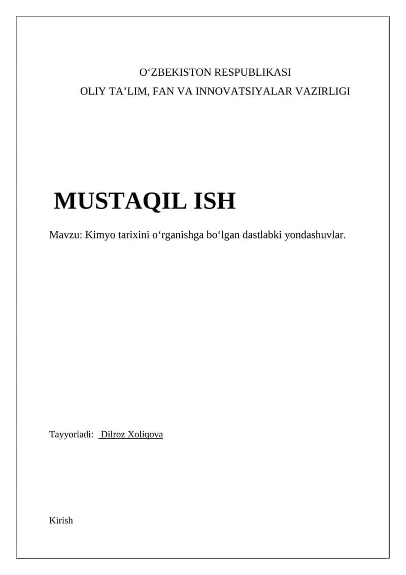 Kimyo tarixini oʻrganishga boʻlgan dastlabki yondashuvlar 1