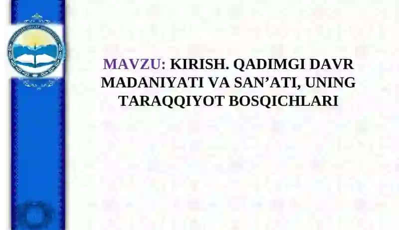Oʻzbekiston madaniyat va sanʻati tarixi