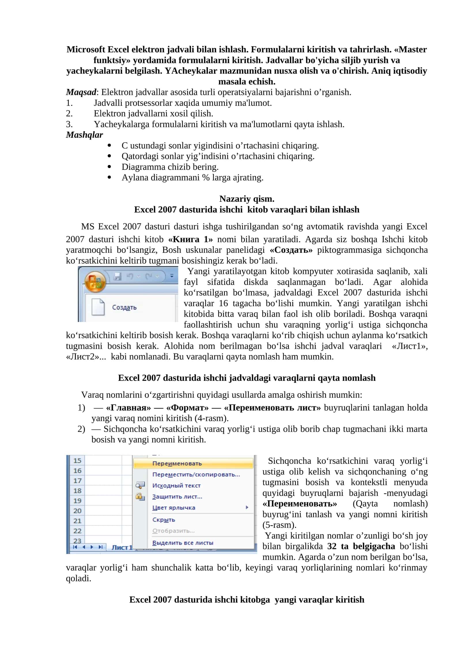 Microsoft Excel 1