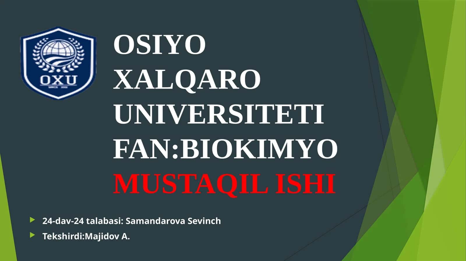 BIOKIMYO MUSTAQIL ISHI 1