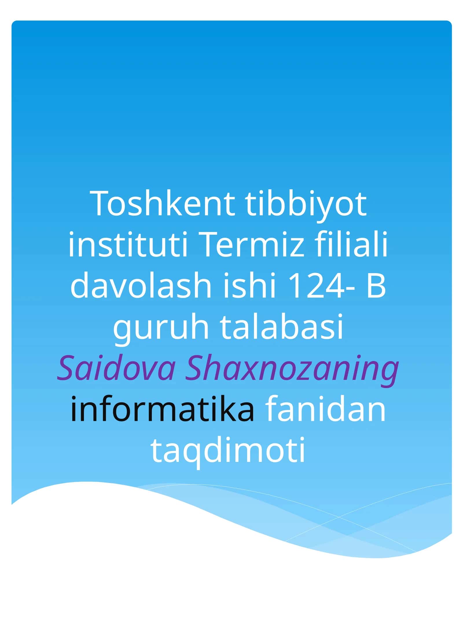 Informatikadan taqdimot 1