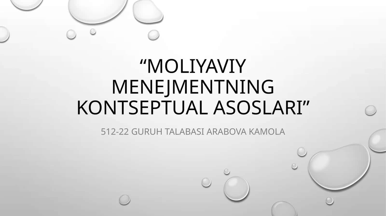 MOLIYAVIY MENEJMENTNING KONTSEPTUAL ASOSLARI 1