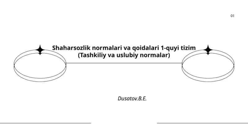 Shaharsozlik normalari va qoidalari 1-quyi tizim (Tashkiliy va uslubiy normalar) 1