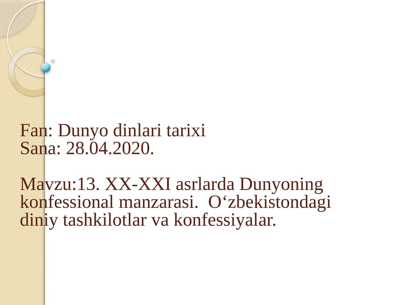 Dunyo dinlari tarixi 1