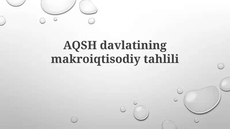 AQSH davlatining makroiqtisodiy tahlili 1