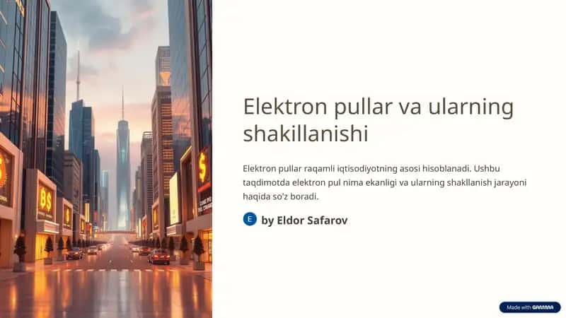 Elektron pullar va ularning shakillanishi 1