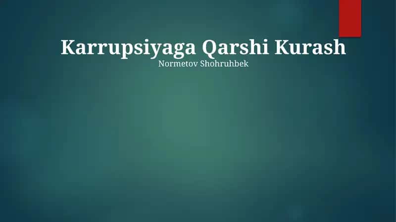 Korruptsiya va unga qarshi kurash 1