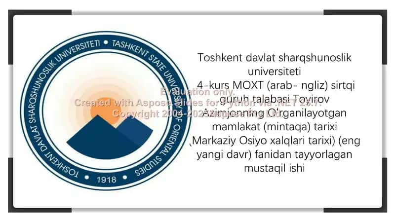 O’zbekistonda Sovet hokimiyatining iqtisodiy va ijtimoiy siyosati 1